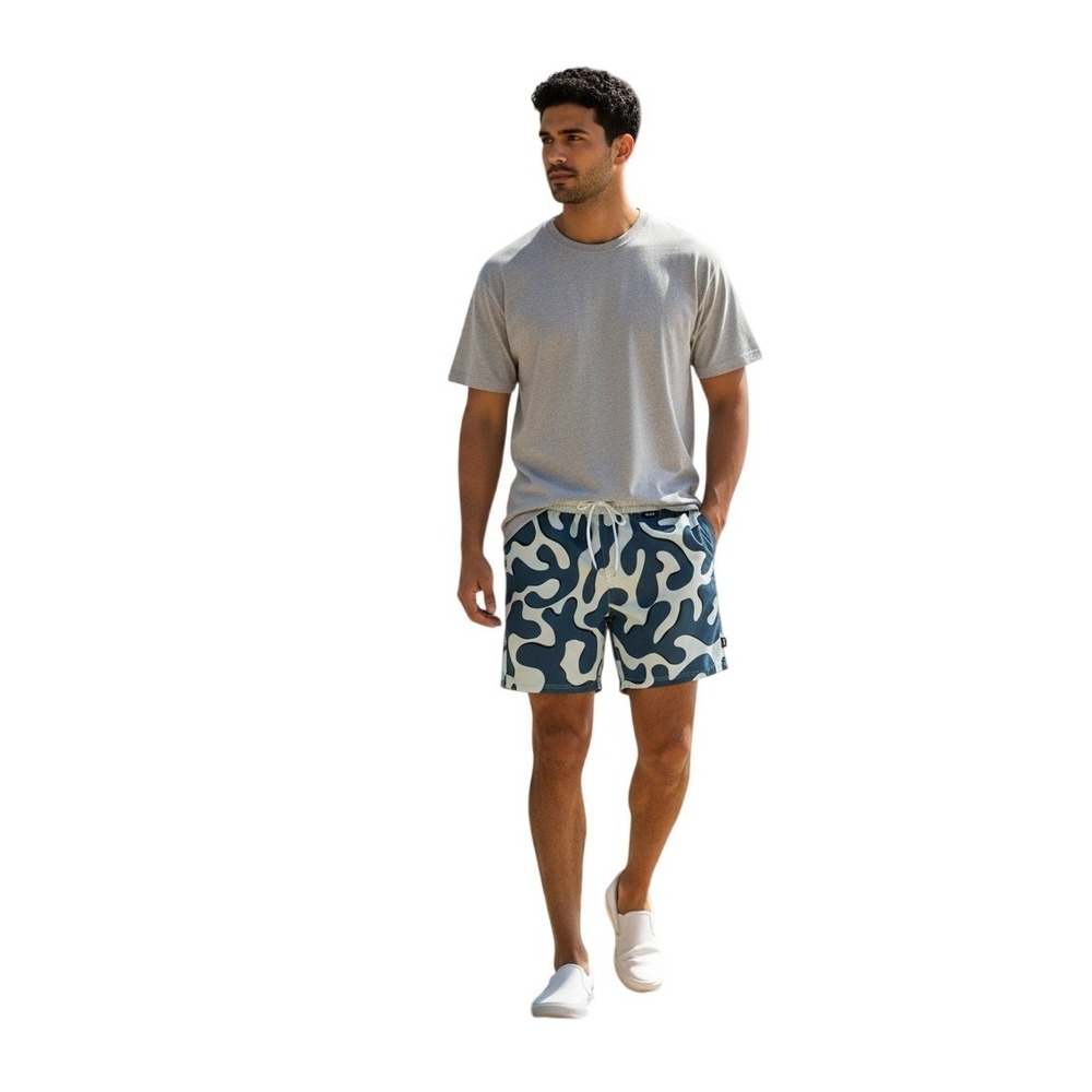 Vans Primary Print Elastic 17" Boardshorts Clearly Aqua Teal Print Pull-On XL